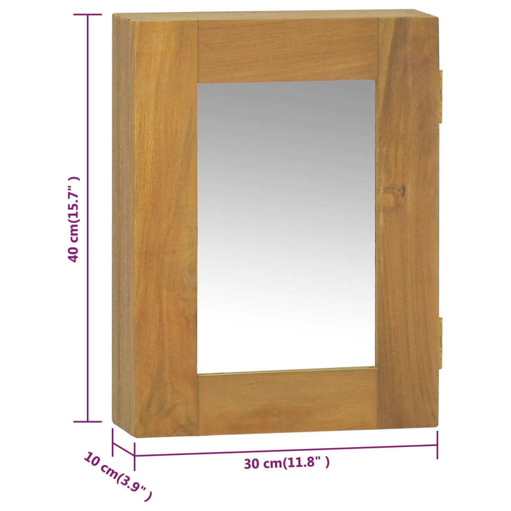 vidaXL Szafka z lustrem, 30x10x40 cm, lite drewno tekowe
