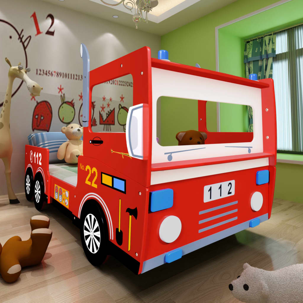 Łóżko dziecięce czerwony wóz strażacki 200 x 90 cm