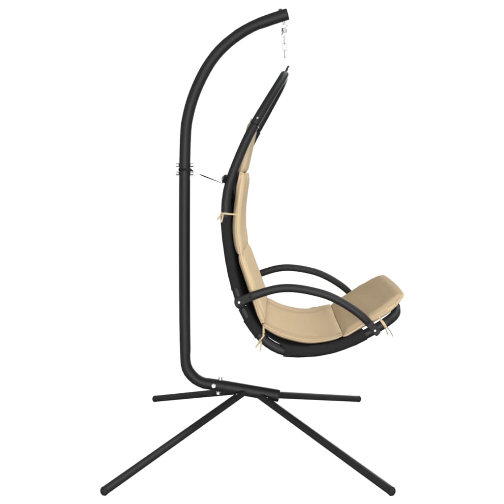 vidaXL Ogrodowe krzesło wiszące z poduszką, kremowe, tkanina i stal