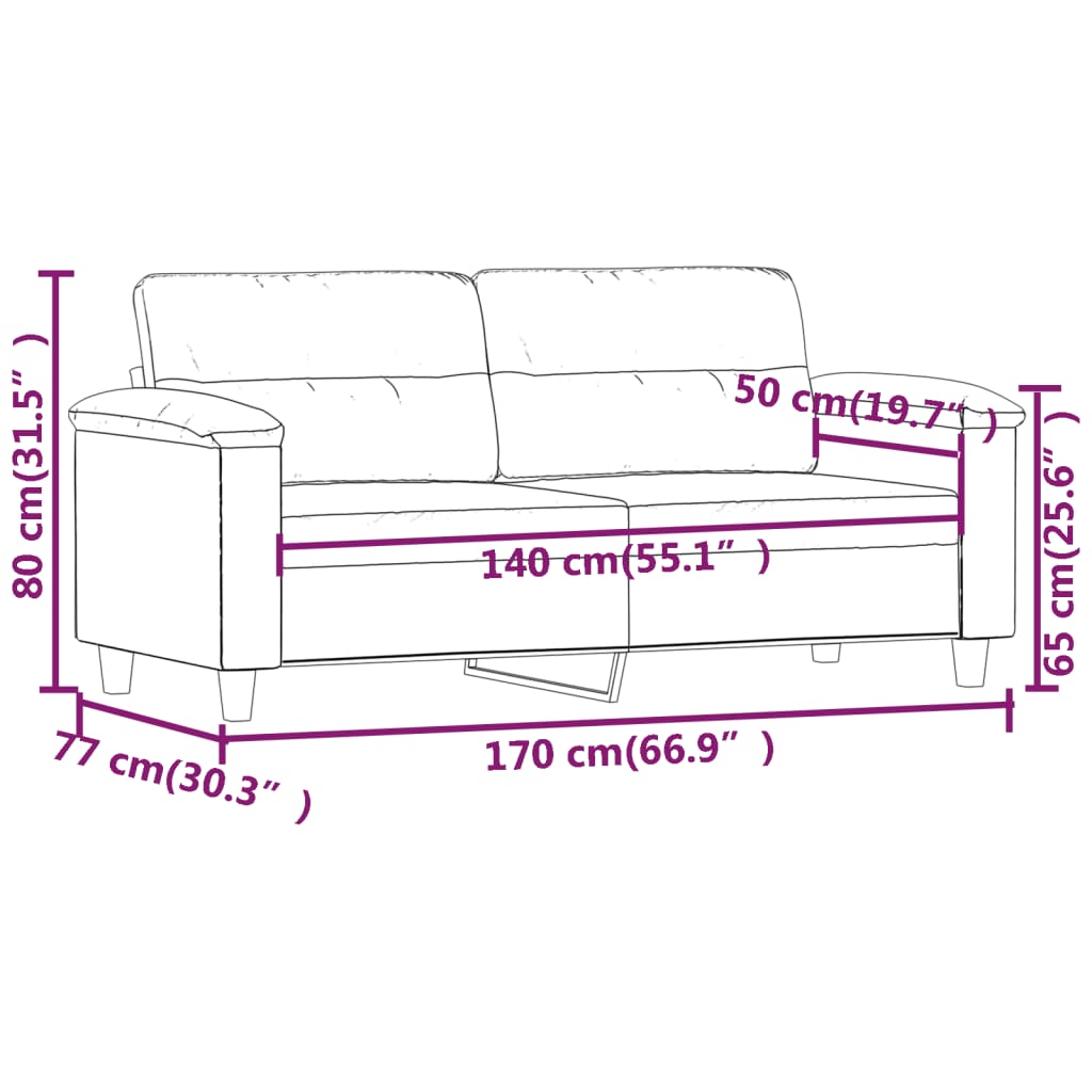 vidaXL 2-osobowa sofa, szary, 140 cm, sztuczna skóra