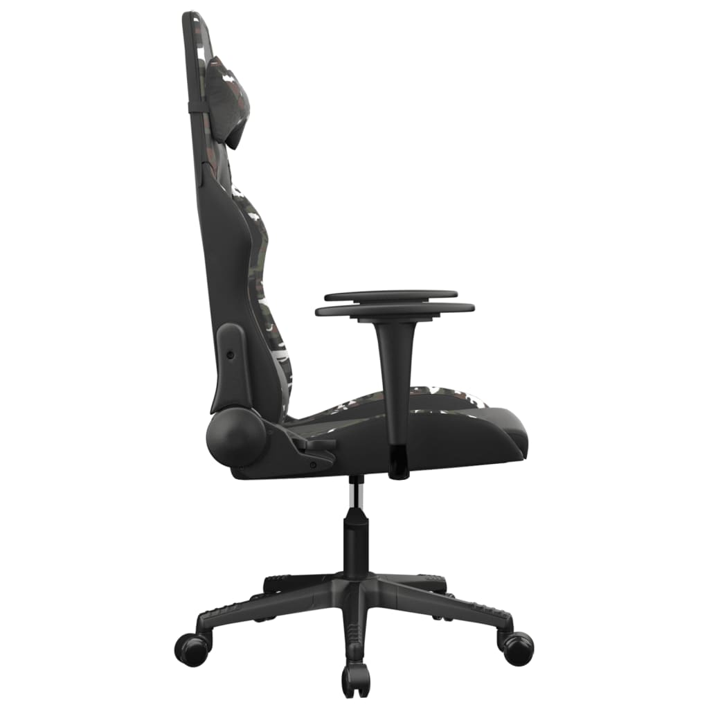 vidaXL Masujący fotel gamingowy, czarny i moro, sztuczna skóra