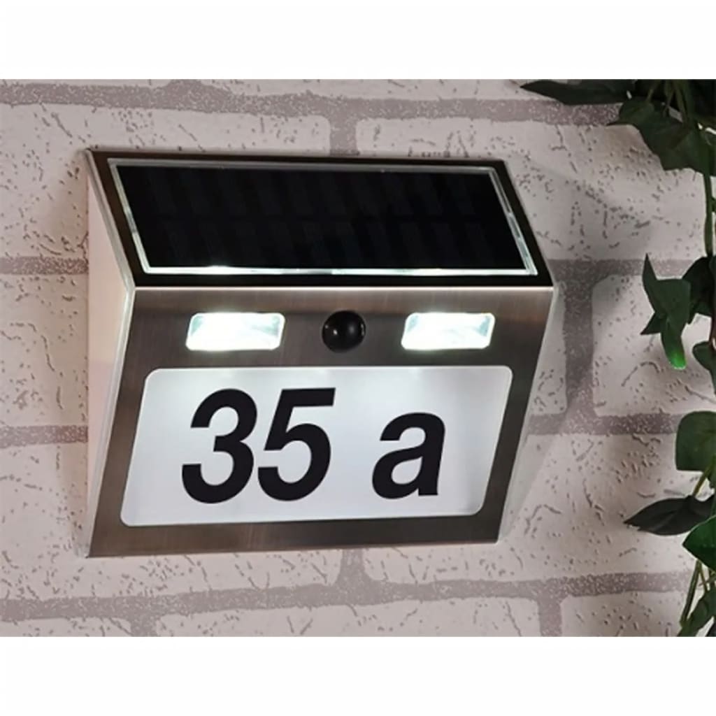 HI Solarny, podświetlany numer domu z LED, srebrny