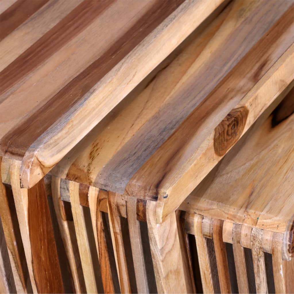 vidaXL Zestaw 3 stolików wsuwanych pod siebie, odzyskane drewno tekowe