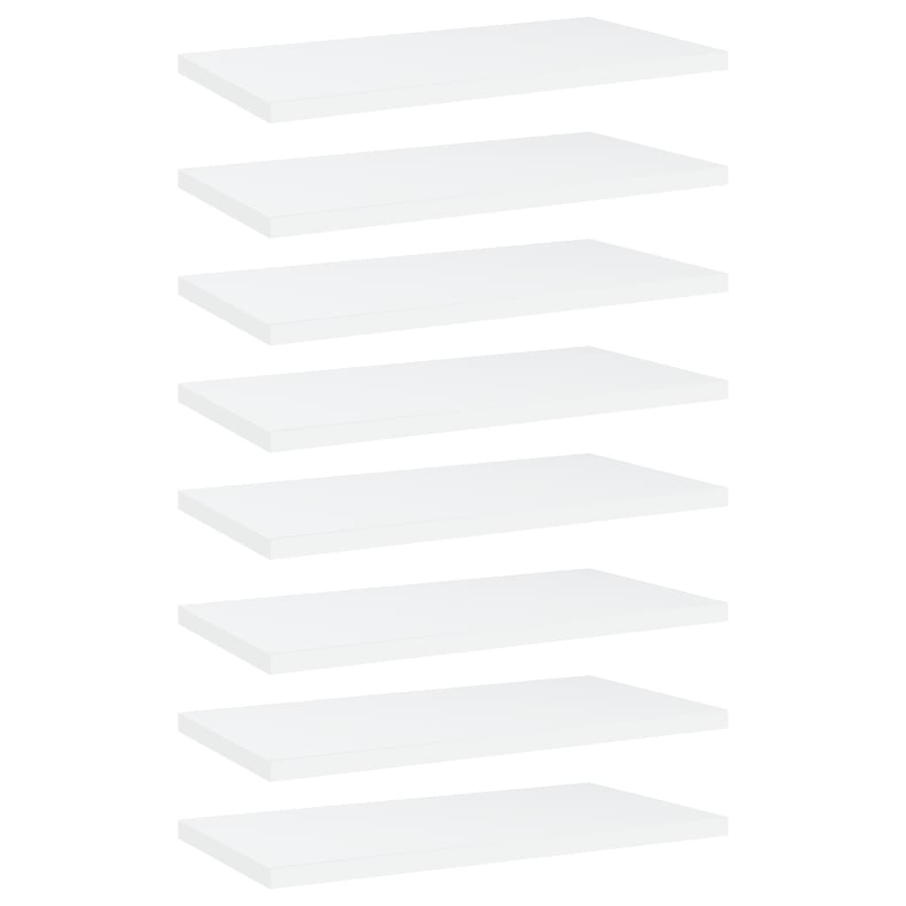 vidaXL Półki na książki, 8 szt., białe, 40x20x1,5 cm, płyta wiórowa