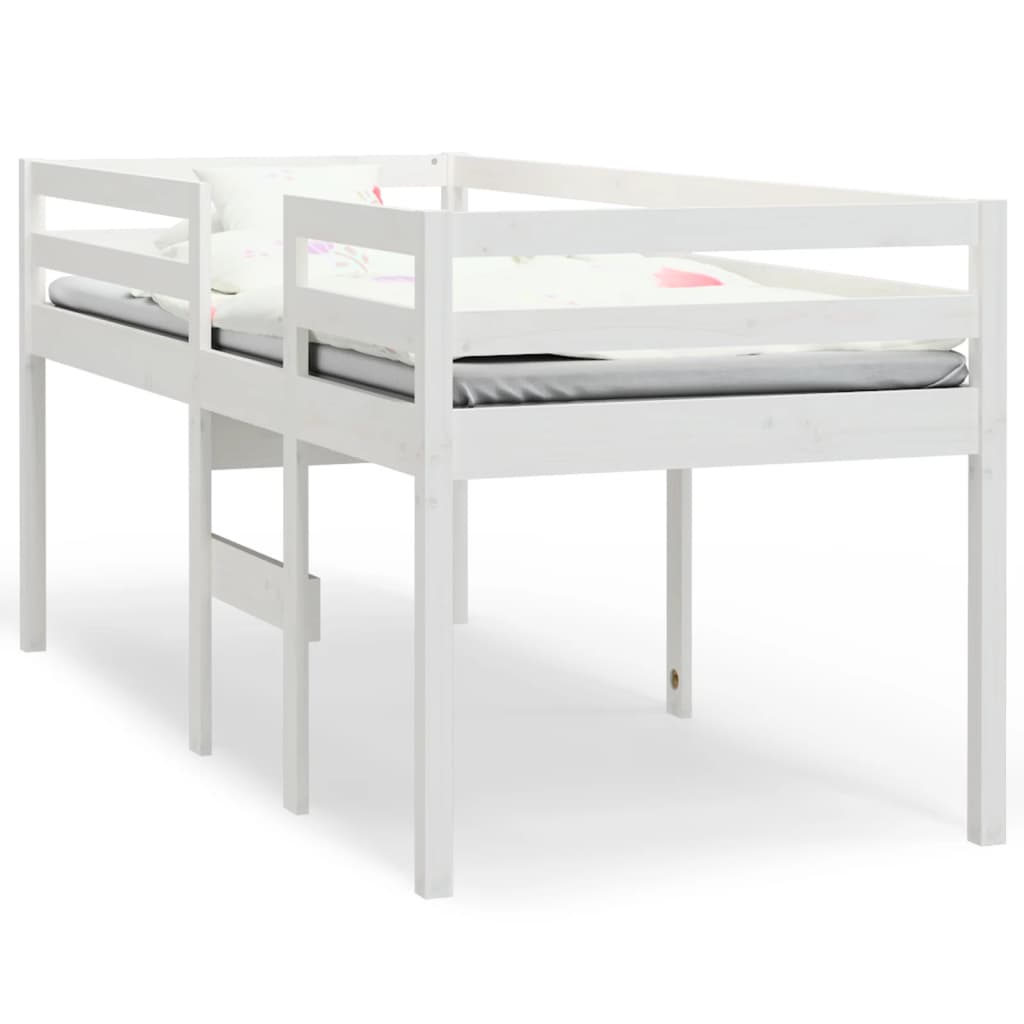 vidaXL Wysokie łóżko, białe, 90x200 cm, lite drewno sosnowe