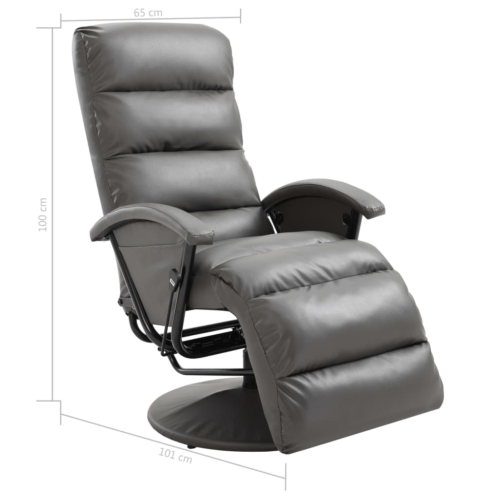 vidaXL Rozkładany fotel telewizyjny, szary, sztuczna skóra