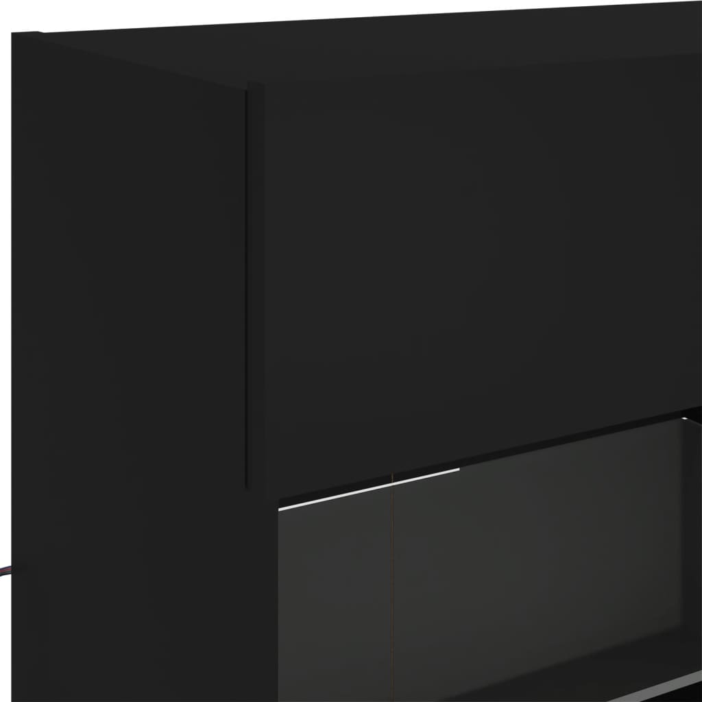 vidaXL Ścienna szafka TV z LED, czarna, 98,5x30x60,5 cm