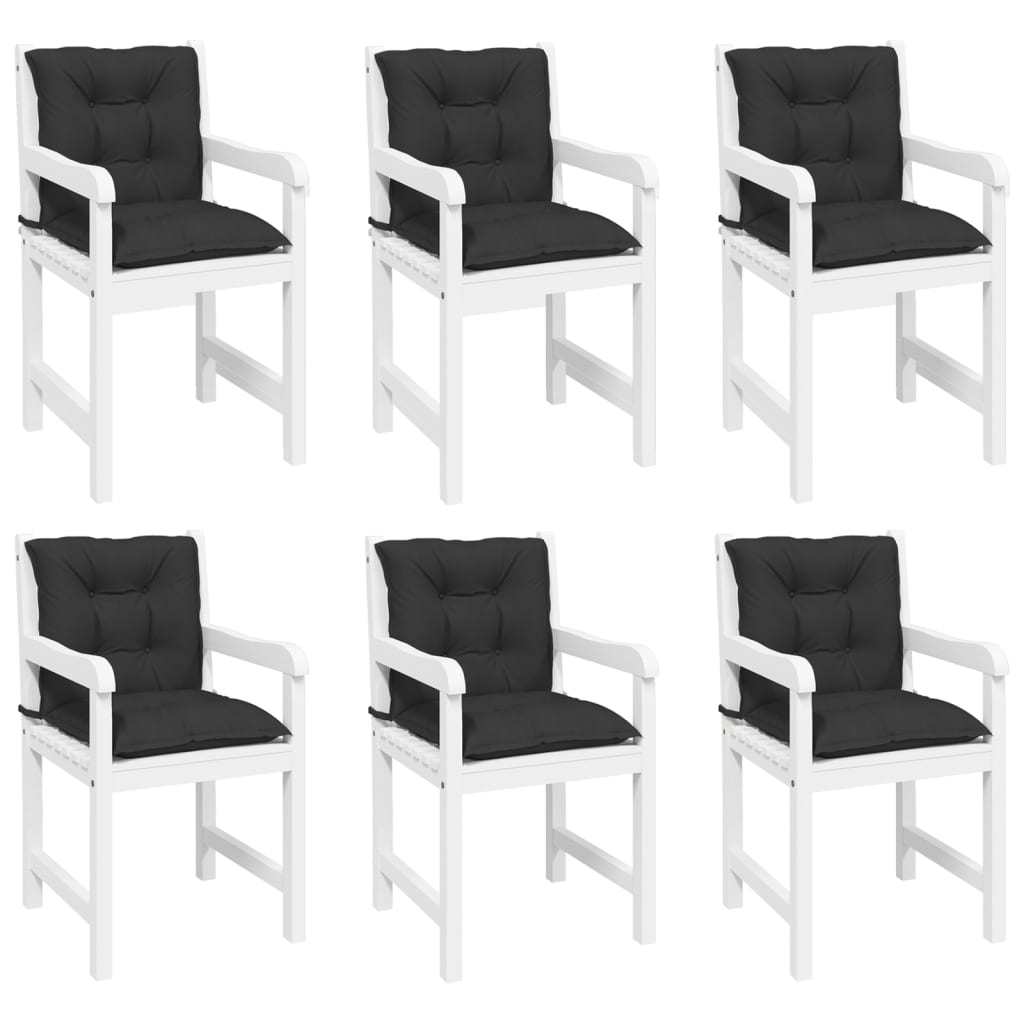 vidaXL Poduszki na krzesła ogrodowe, 6 szt., czarne, 100x50x7 cm
