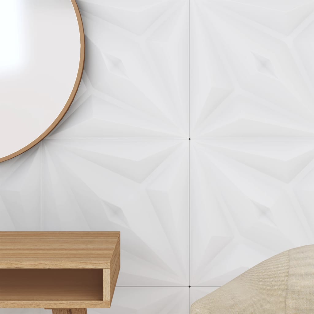 vidaXL Panele ścienne, 12 szt., białe, 50x50 cm, XPS, 3 m², gwiazda