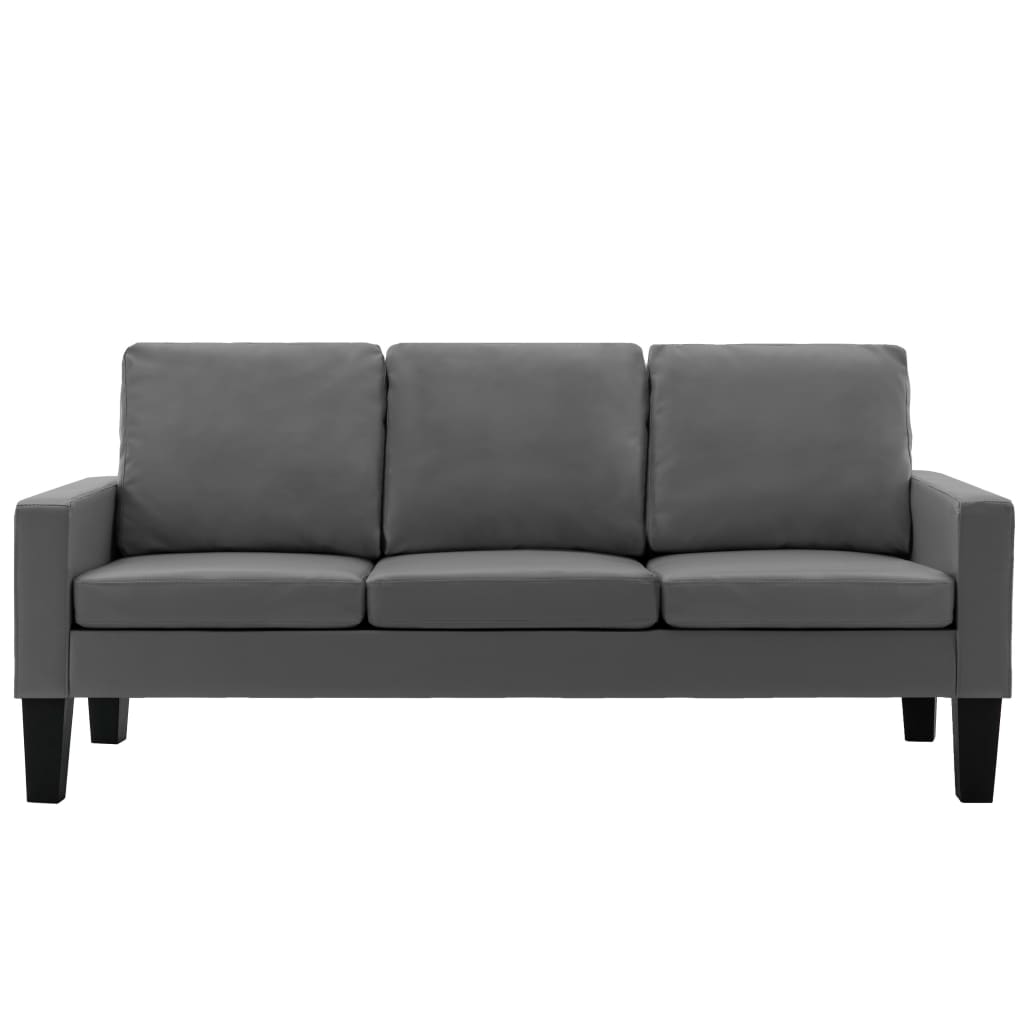 vidaXL 3-osobowa sofa, szara, sztuczna skóra