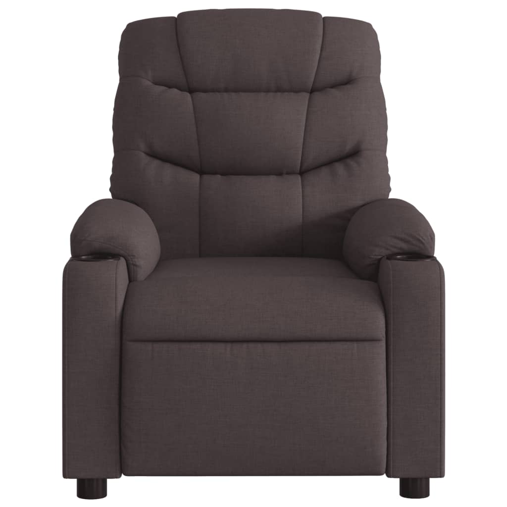 vidaXL Rozkładany fotel masujący, elektryczny, ciemny brąz, tkanina