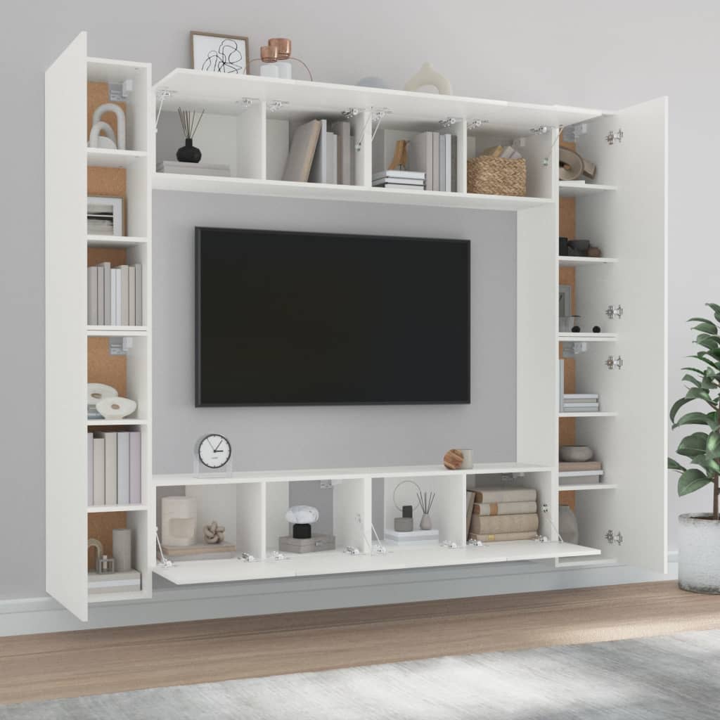 vidaXL 8-częściowy zestaw szafek telewizyjnych, biały