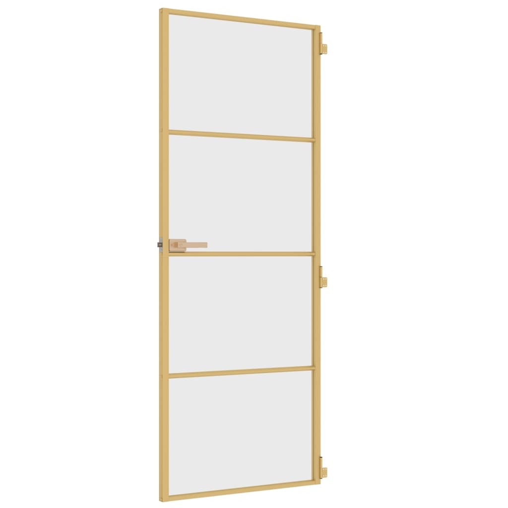 vidaXL Drzwi wewnętrzne, złote, 76x201,5 cm, szkło i aluminium
