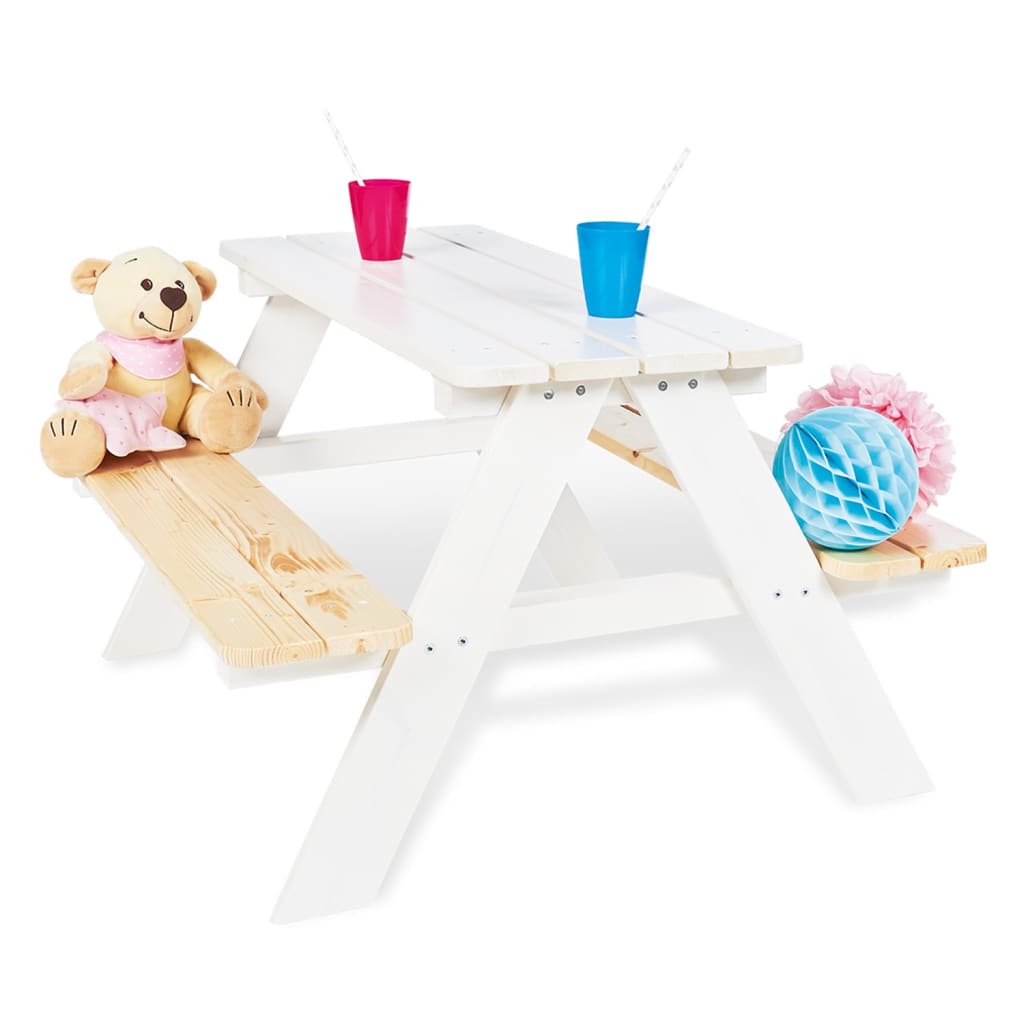 Pinolino Dziecięcy stół piknikowy Nicki für 4, drewniany, biały