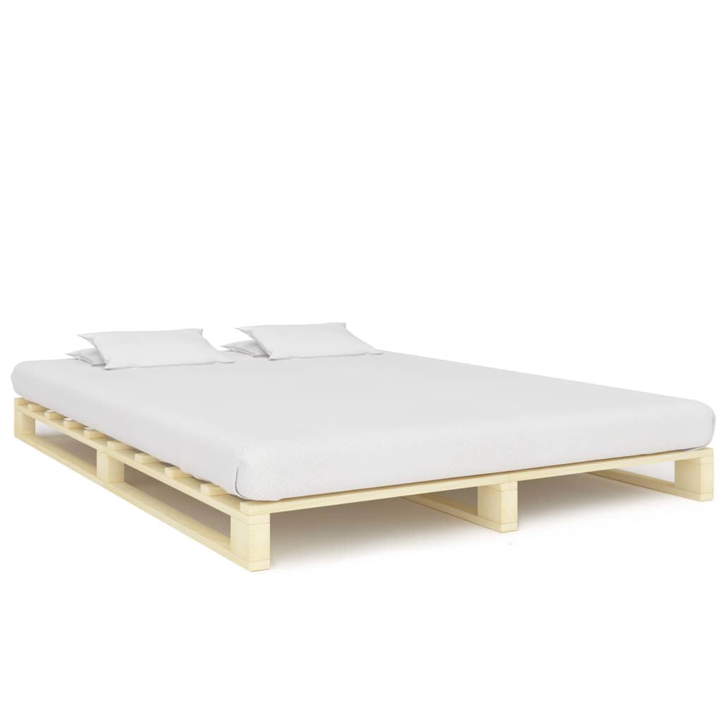 vidaXL Rama łóżka z palet, lite drewno sosnowe, 140 x 200 cm