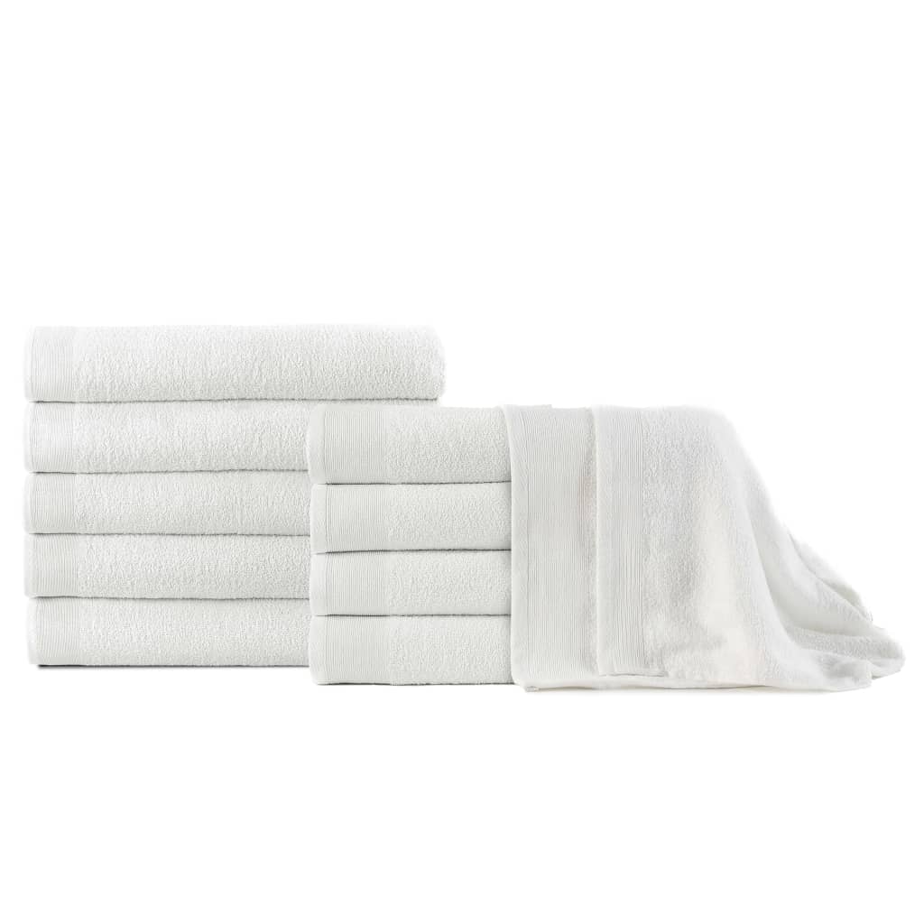 vidaXL Ręczniki kąpielowe, 10 szt, bawełna 350 g/m², 100x150 cm, białe
