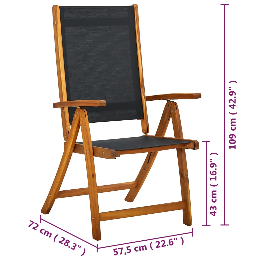 vidaXL Składane krzesła ogrodowe, 6 szt., drewno akacjowe i textilene