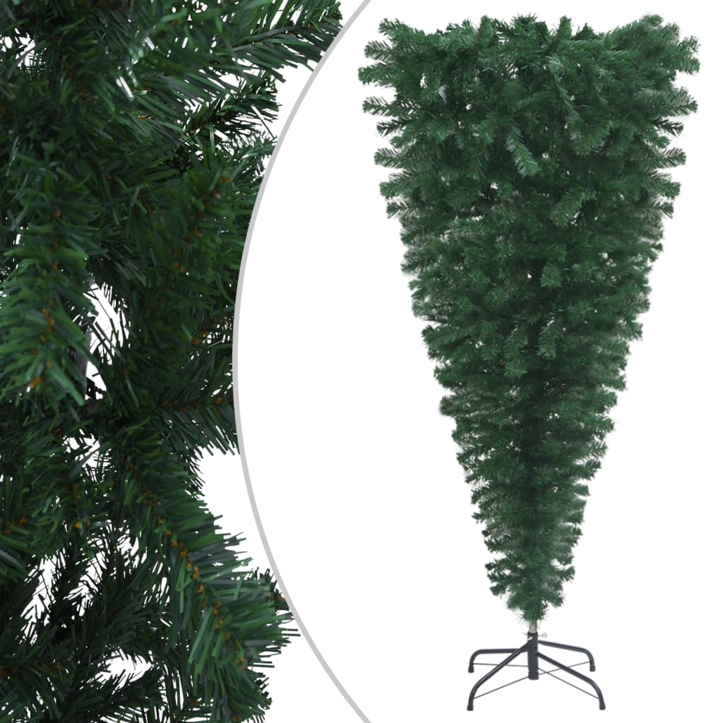vidaXL Sztuczna choinka z lampkami, zielona, odwrócona, 240 cm