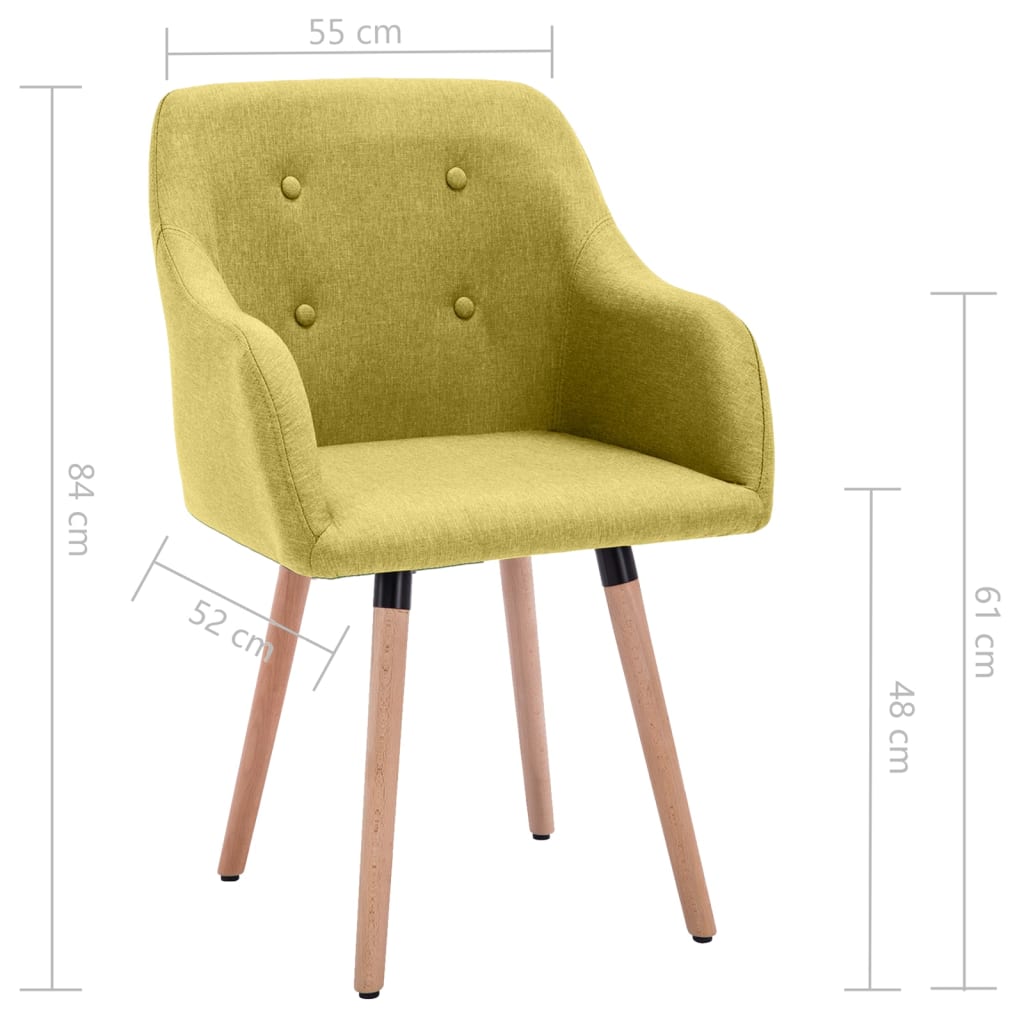 vidaXL Krzesła stołowe, 6 szt., zielone, tapicerowane tkaniną
