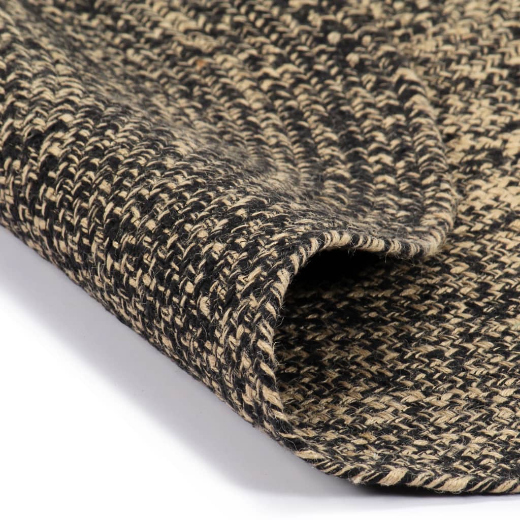 vidaXL Ręcznie wykonany dywan, juta, czarny i naturalny, 150 cm