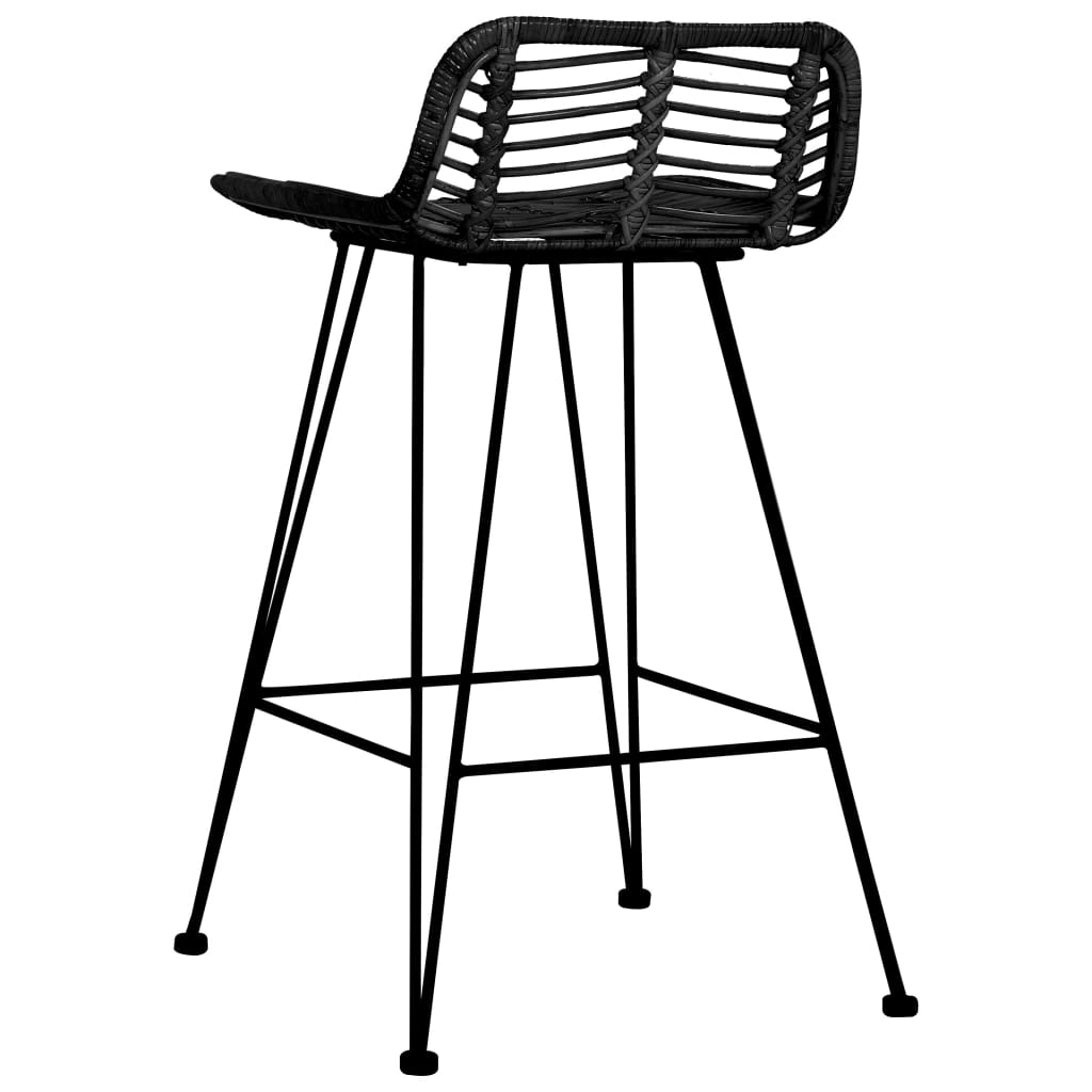 vidaXL Krzesła barowe, 2 szt., czarne, rattanowe
