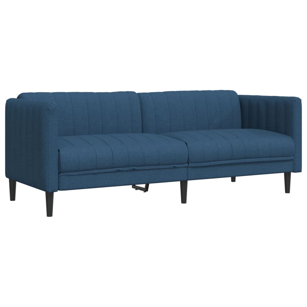 vidaXL Sofa 3-osobowa, niebieska, tapicerowana tkaniną