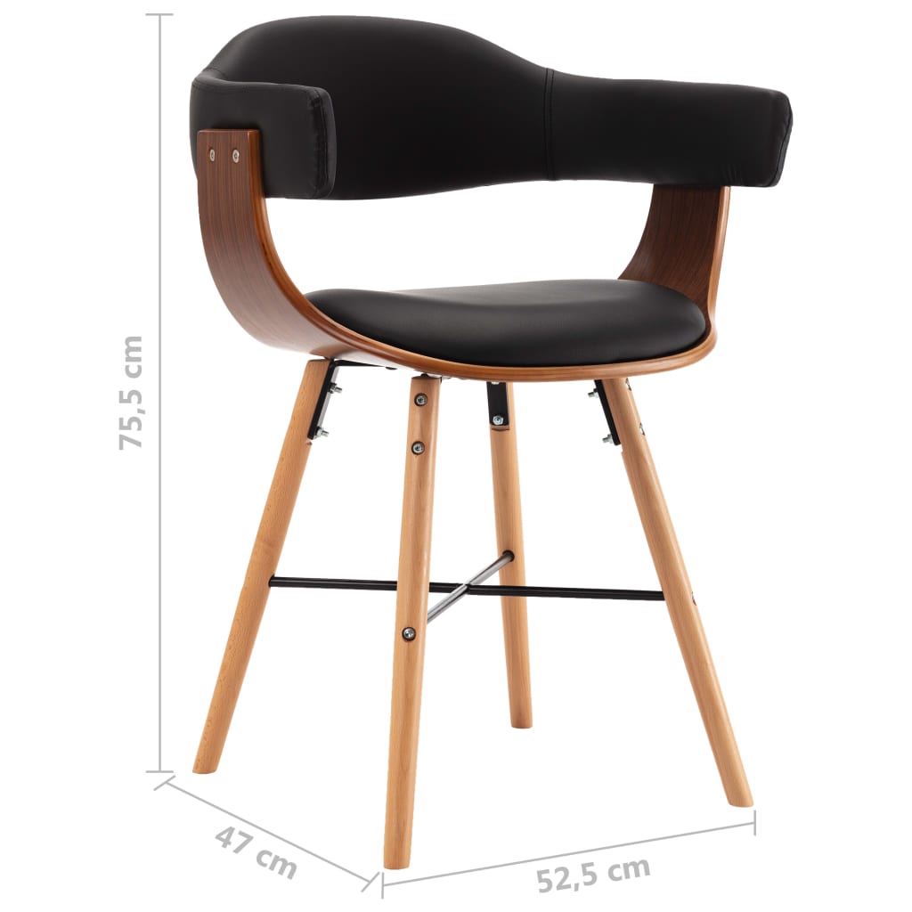 vidaXL Krzesła jadalniane, 2 szt., czarne, ekoskóra i gięte drewno