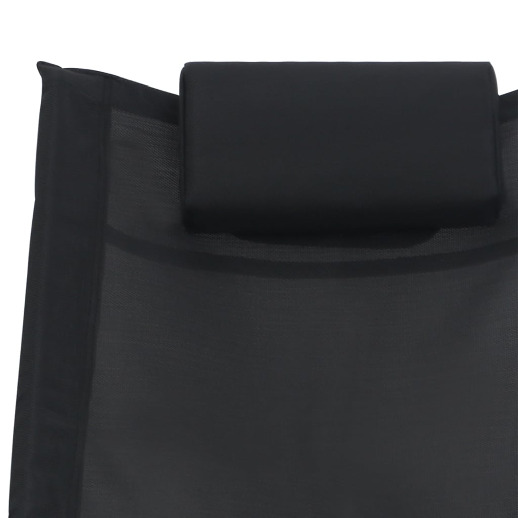 vidaXL Leżak z poduszką, czarny, tkanina textilene