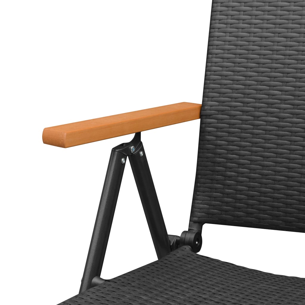 vidaXL Sztaplowane krzesła ogrodowe, 2 szt., polirattan, czarne