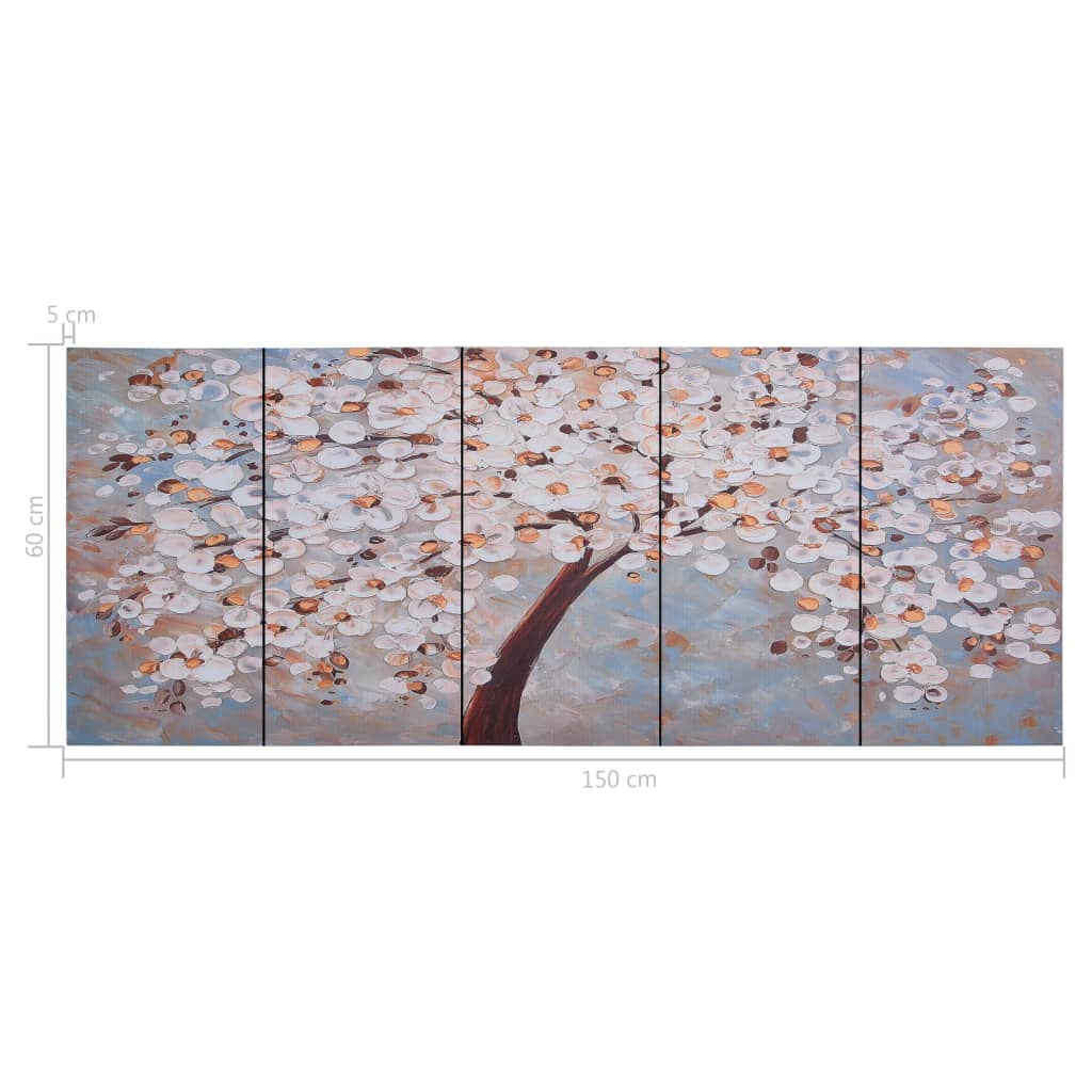 vidaXL Zestaw obrazów z kwitnącym drzewem, kolorowy, 150x60 cm