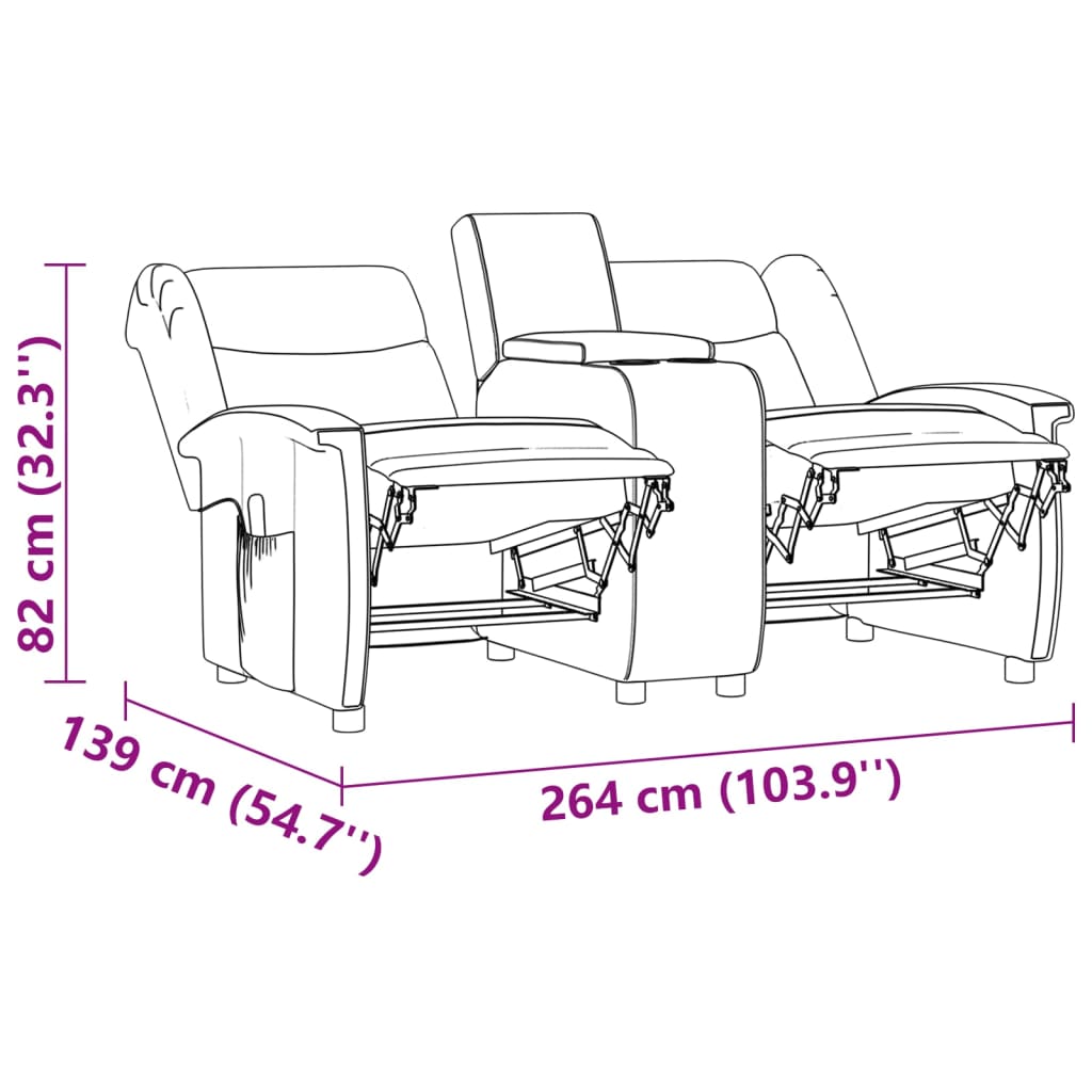 vidaXL Rozkładany fotel masujący z uchwytem, 2-os., kremowy