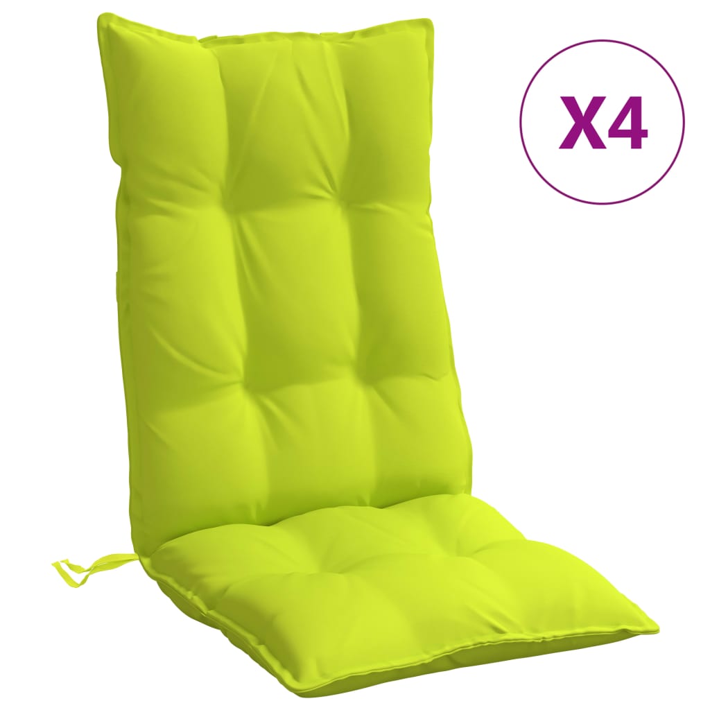 vidaXL Poduszki na krzesła z wysokim oparciem, 4 szt., jasnozielone