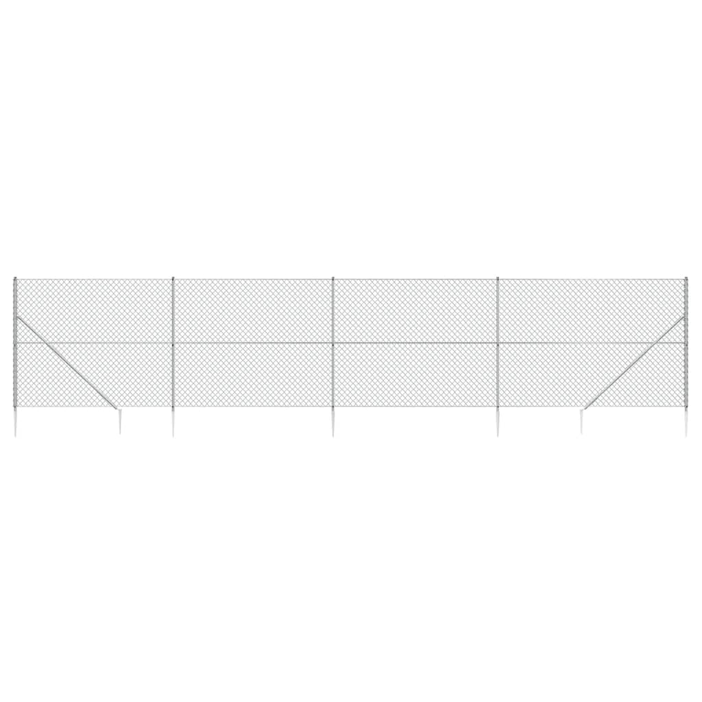vidaXL Ogrodzenie z siatki, z kotwami, srebrne, 1,8x10 m