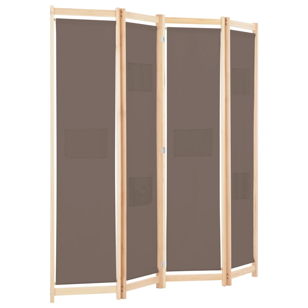 vidaXL Parawan 4-panelowy, brązowy, 160x170x4 cm, tkanina