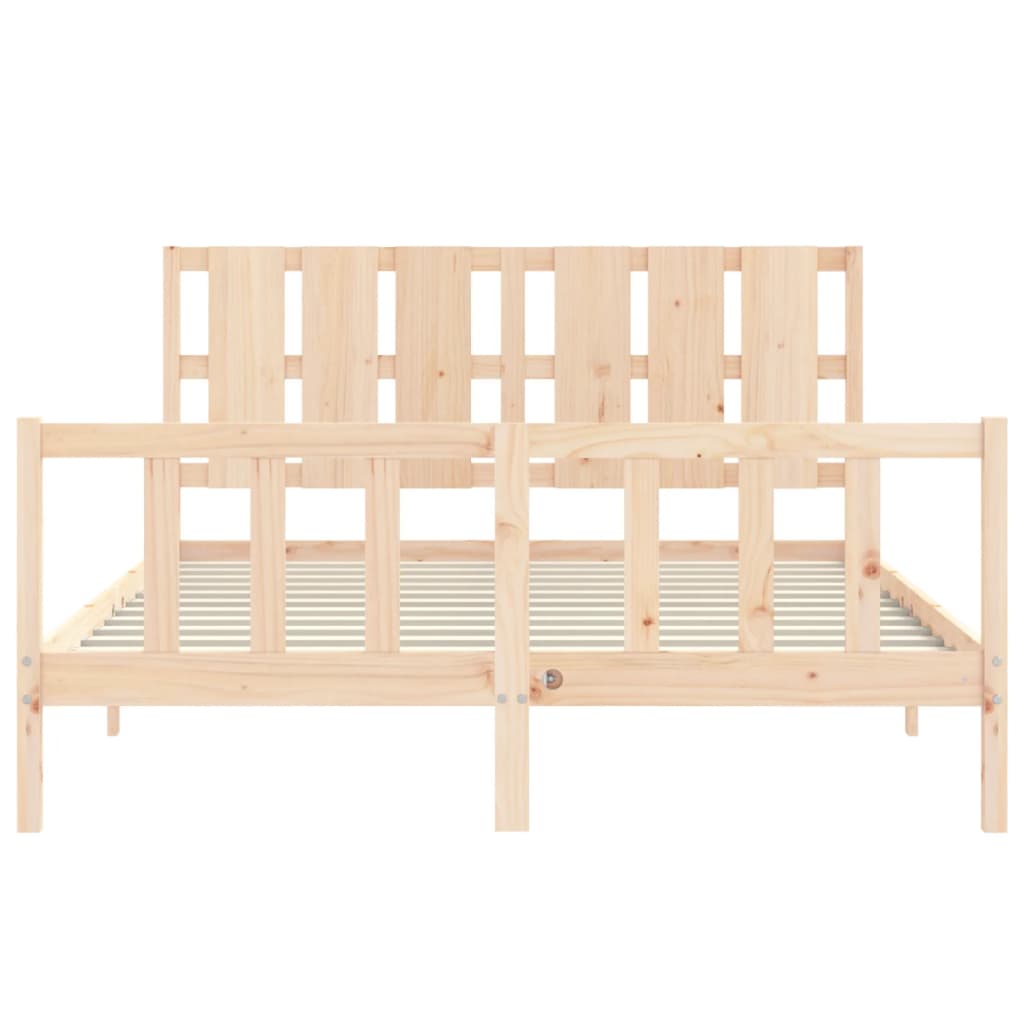 vidaXL Rama łóżka z wezgłowiem, 160x200 cm, lite drewno