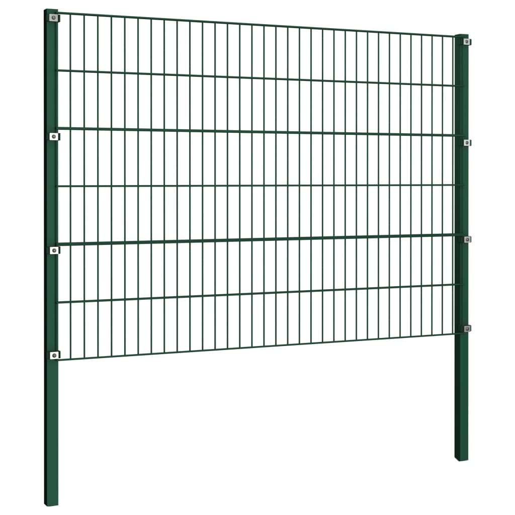vidaXL Panel ogrodzeniowy ze słupkami, żelazny, 13,6 x 1,2 m, zielony
