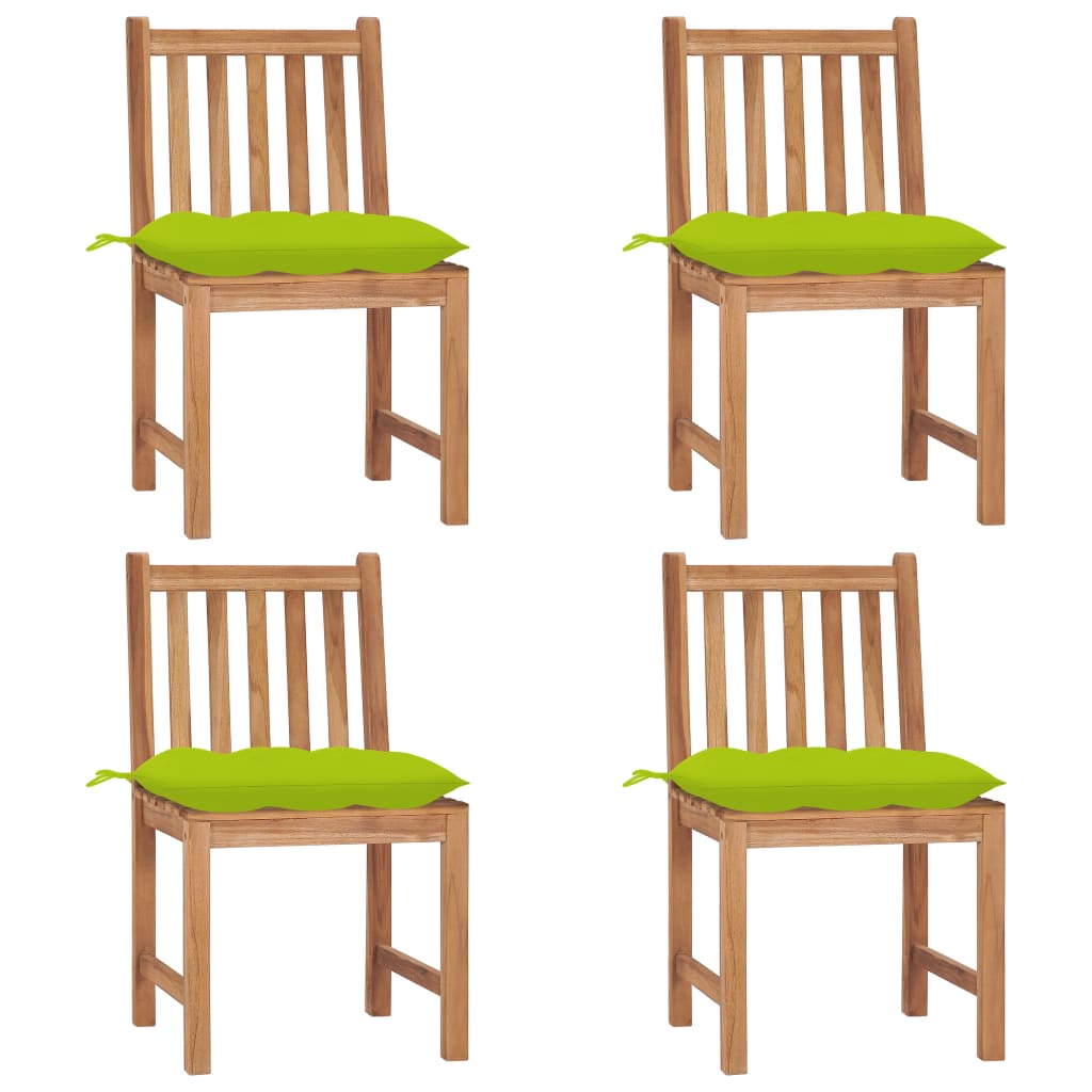 vidaXL Krzesła ogrodowe, 4 szt., z poduszkami, lite drewno tekowe