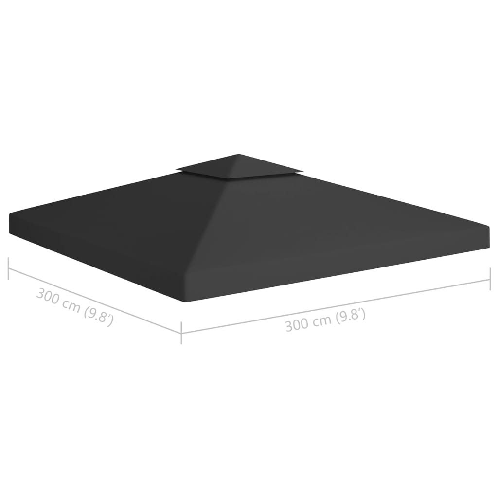 vidaXL 2-poziomowe zadaszenie altany, 310 g/m² 3x3 m, czarne