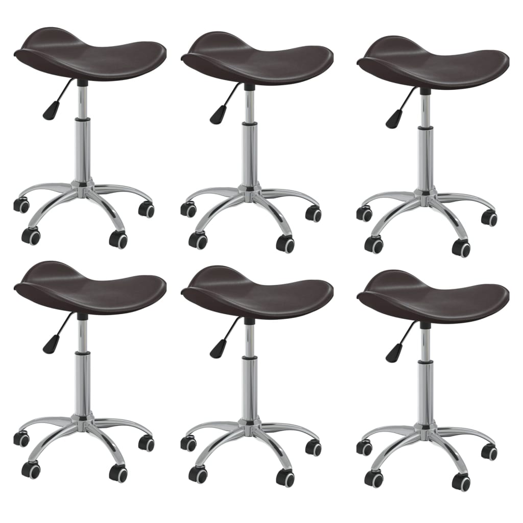vidaXL Obrotowe krzesła stołowe, 6 szt., brązowe, sztuczna skóra