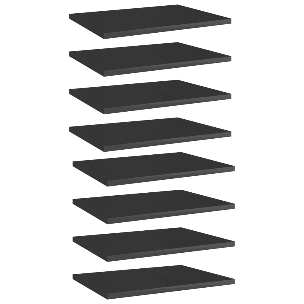 vidaXL Półki na książki, 8 szt., wysoki połysk, czarne, 40x30x1,5 cm