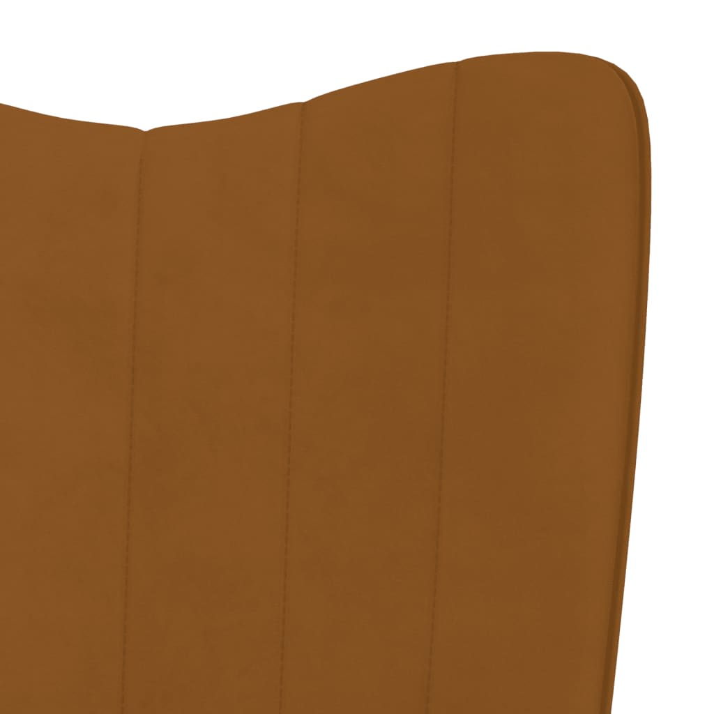 vidaXL Fotel bujany z podnóżkiem, brązowy, obity aksamitem