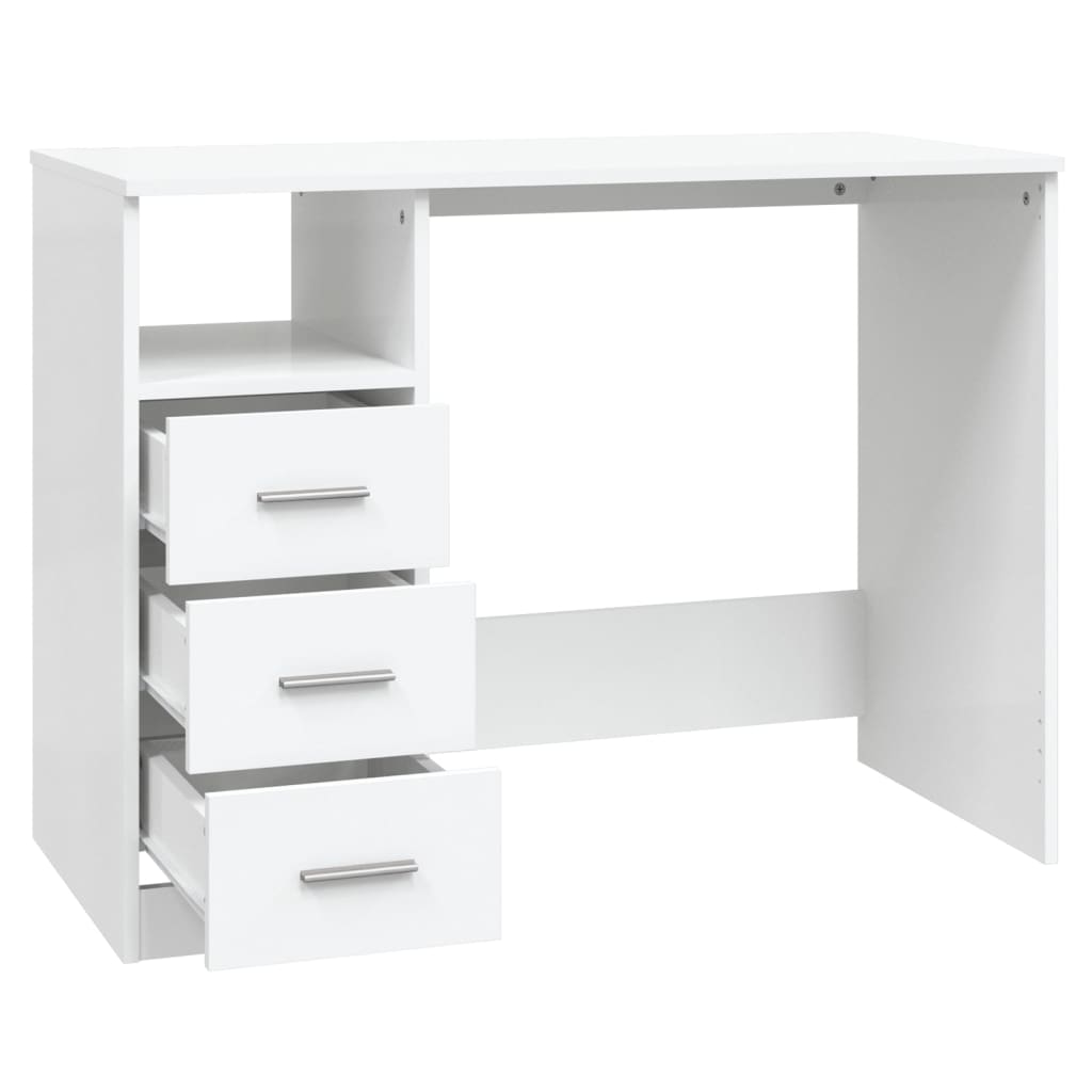 vidaXL Biurko z szufladami, białe, 102x50x76 cm