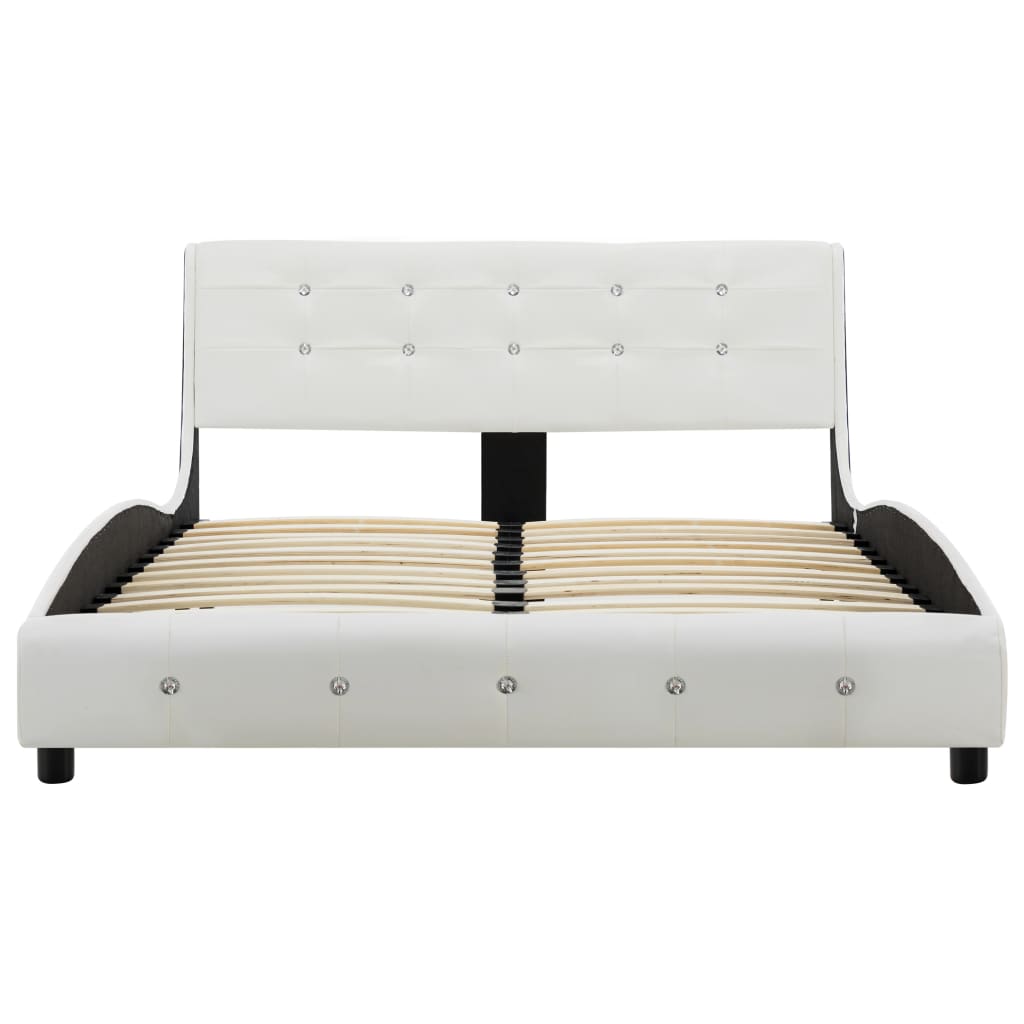 vidaXL Rama łóżka, biała, sztuczna skóra, 120 x 200 cm
