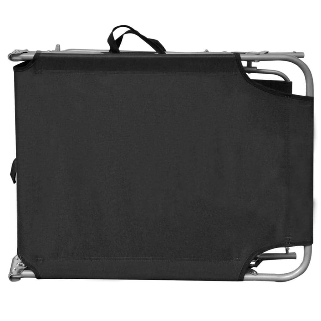 vidaXL Składany leżak z zadaszeniem, czarny, aluminium