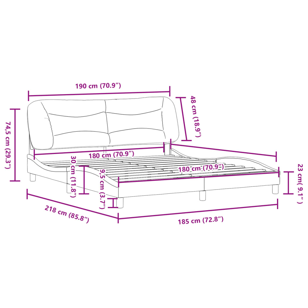vidaXL Rama łóżka z zagłówkiem, kremowa, 180x200 cm, obita tkaniną