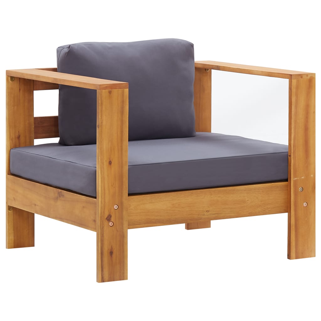 vidaXL Fotel ogrodowy z poduszką, ciemnoszary, lite drewno akacjowe