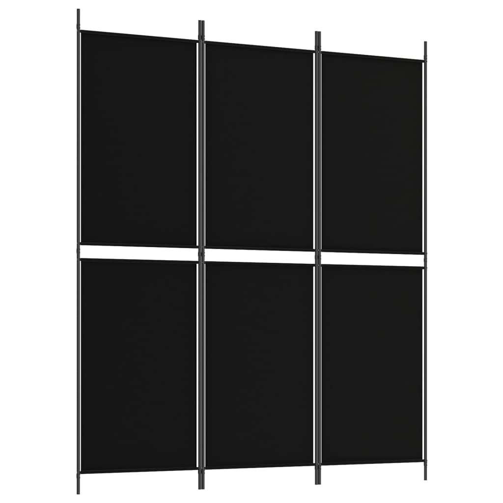 vidaXL Parawan 3-panelowy, czarny, 150 x 180 cm, tkanina