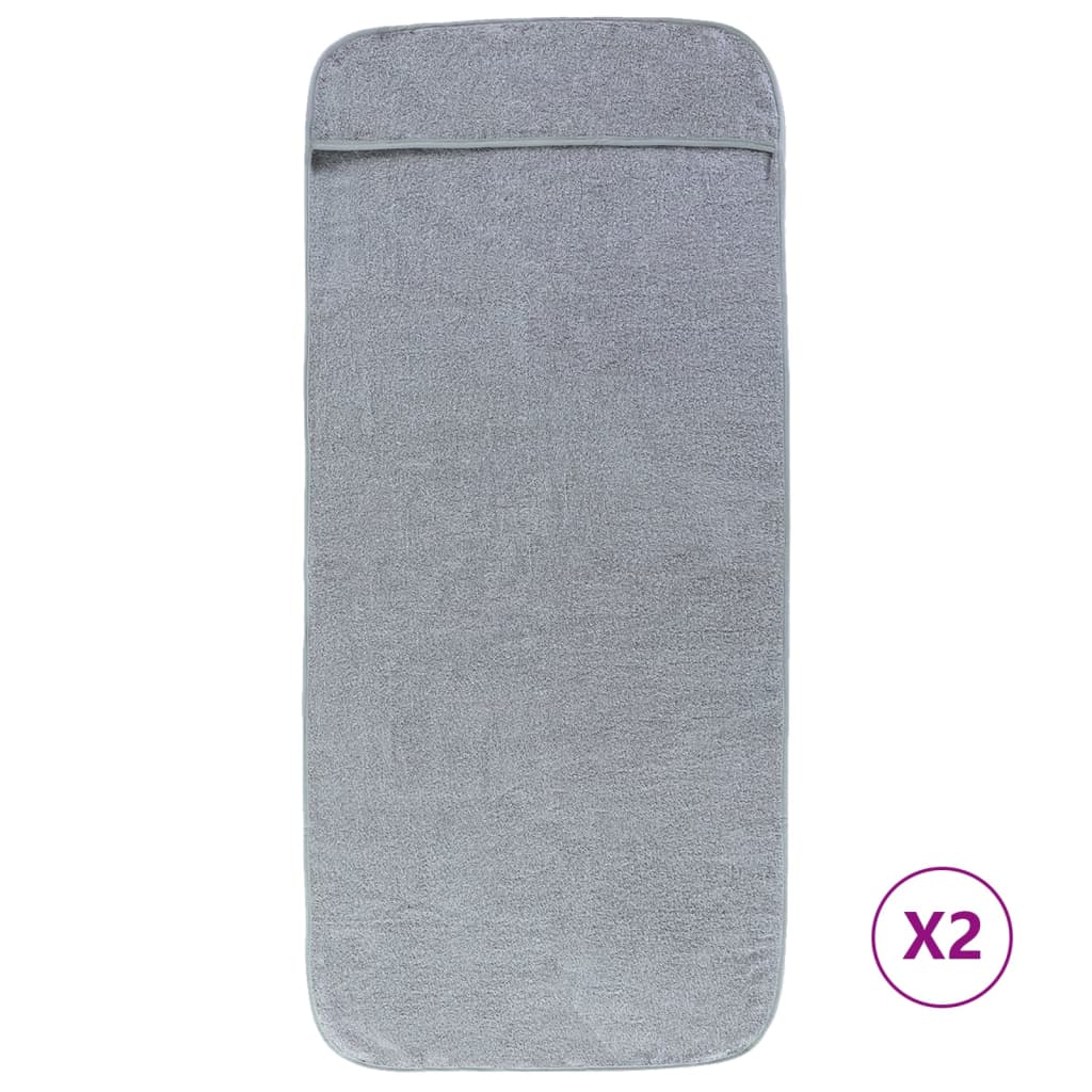 vidaXL Ręczniki plażowe, 2 szt., szare, 60x135 cm, tkanina, 400 g/m²