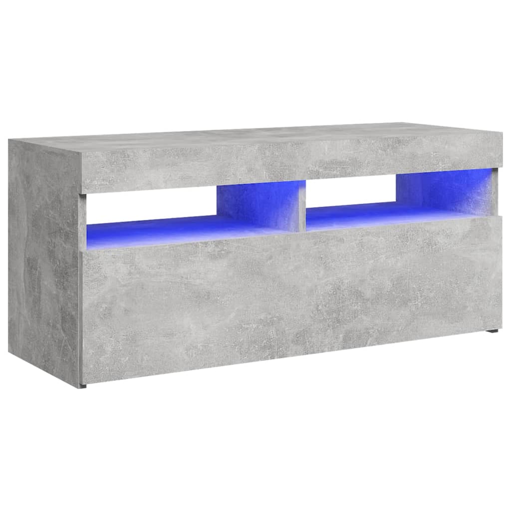 vidaXL Szafka pod TV z oświetleniem LED, szarość betonu, 90x35x40 cm