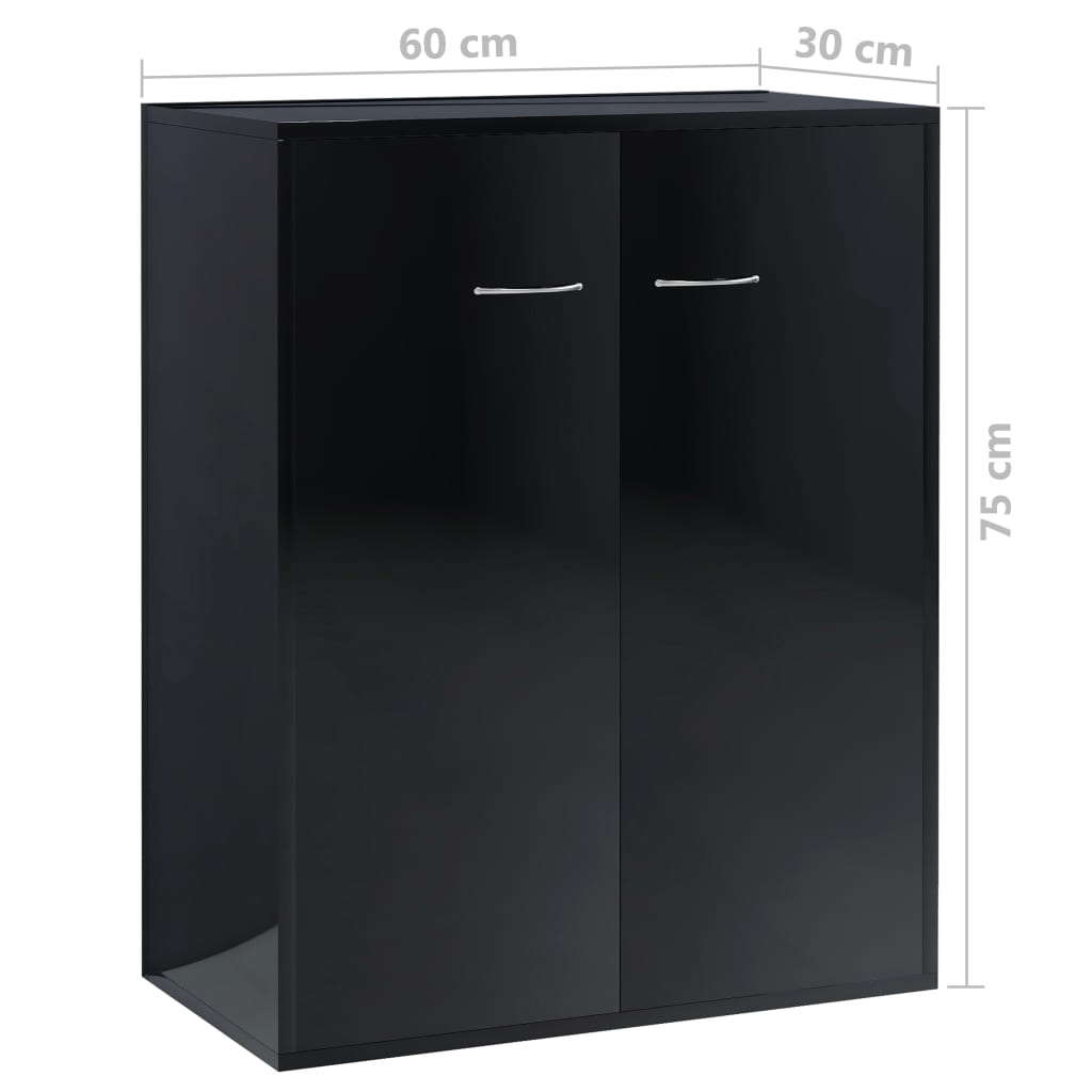 vidaXL Szafka na wysoki połysk, czarna, 60 x 30 x 75 cm, płyta wiórowa